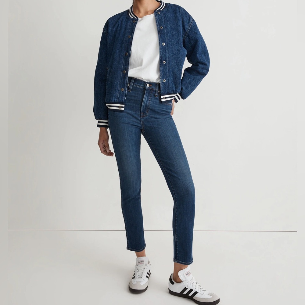madewell mid rise stovepipe jeans in brentside wash